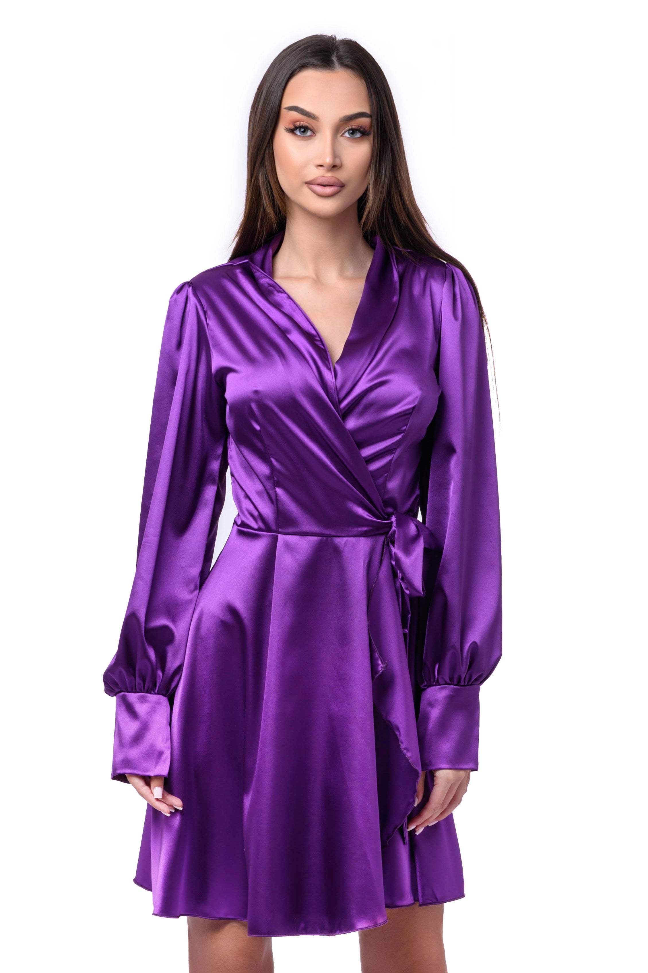 Purple Satin Long Dress 