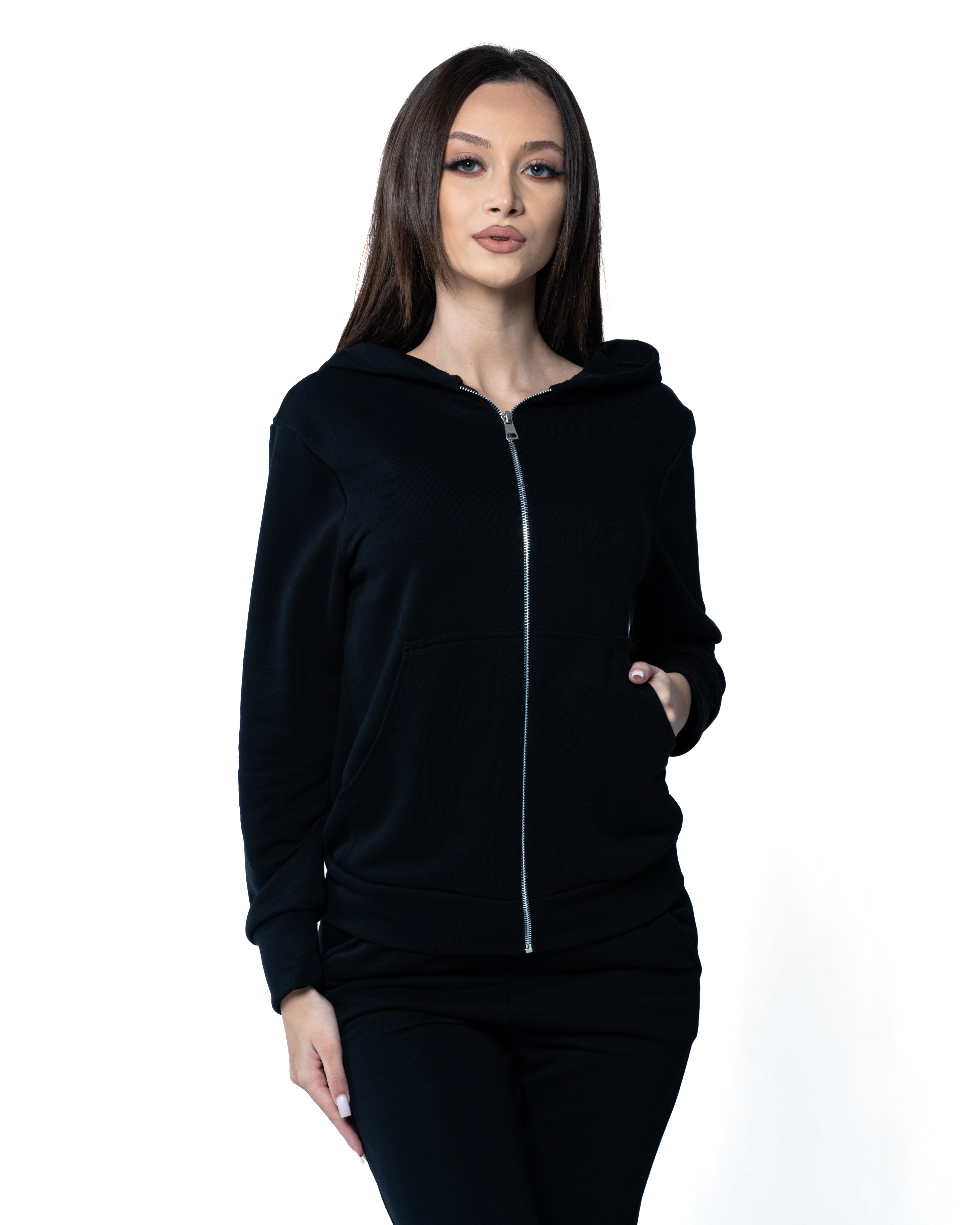 Black Velvet Zipper Tracksuit