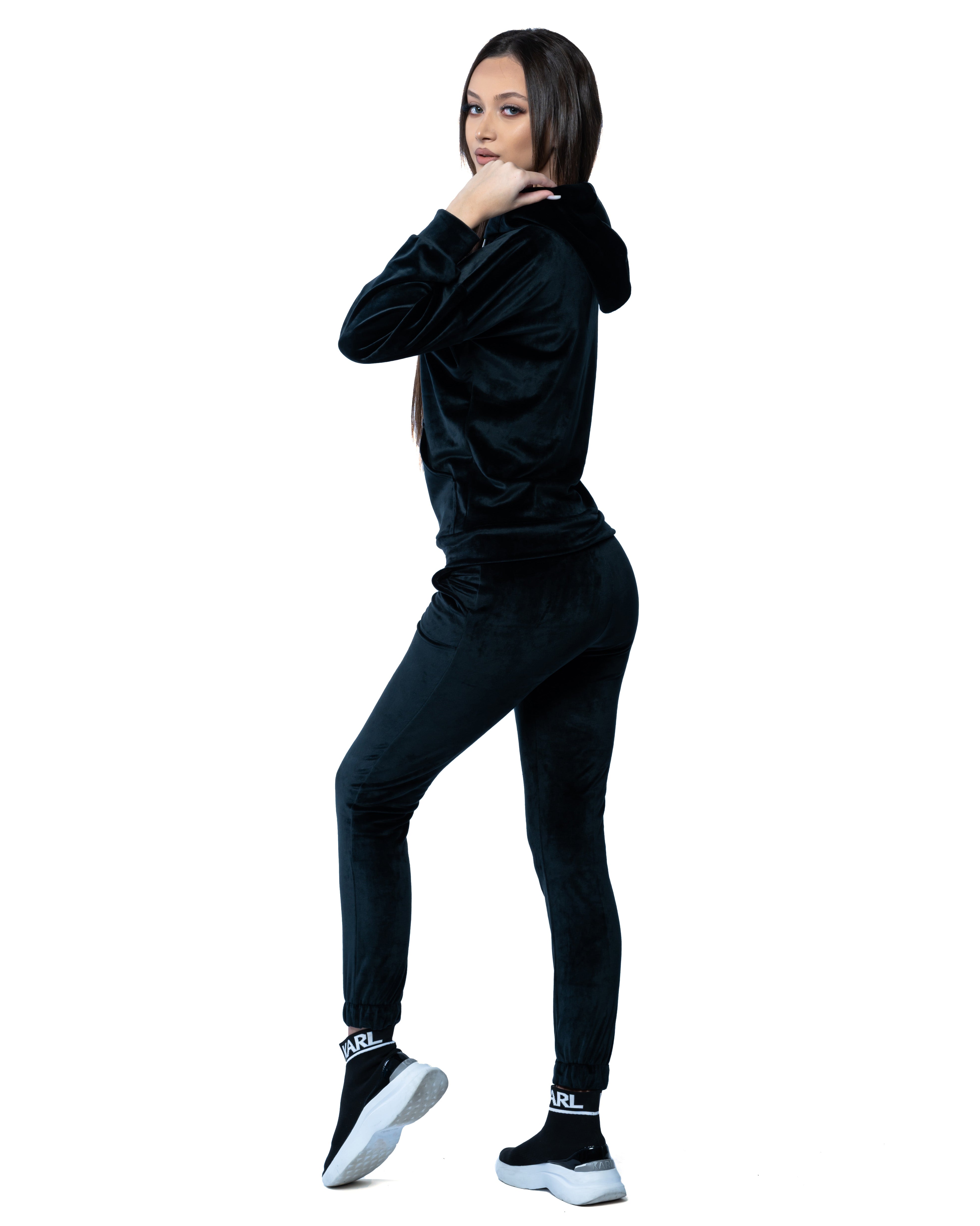 Black Velvet Zipper Tracksuit